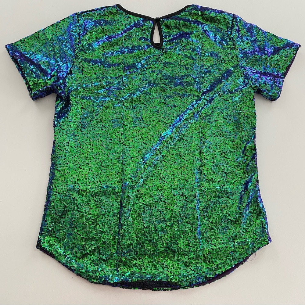 Mermaid Green Sequin Short Sleeve T-Shirt - Picture 9 of 10